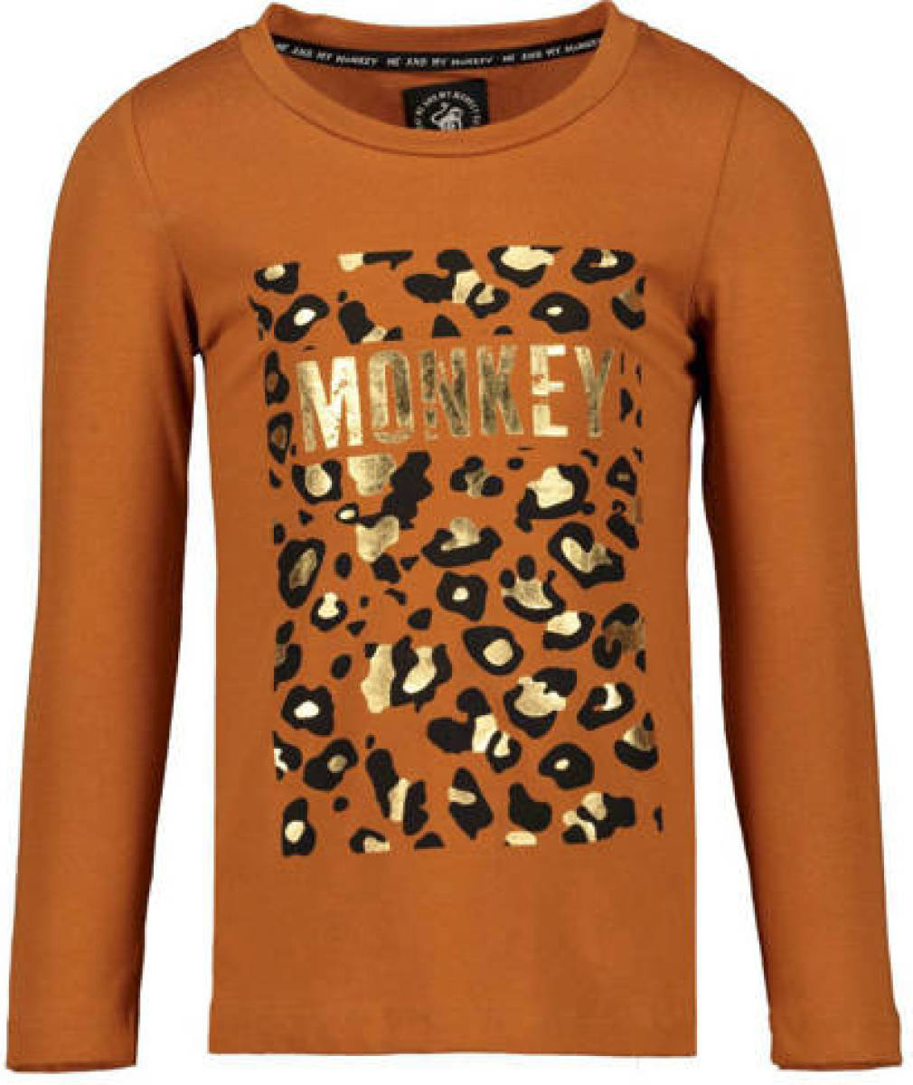 Me & My Monkey longsleeve met printopdruk bruin