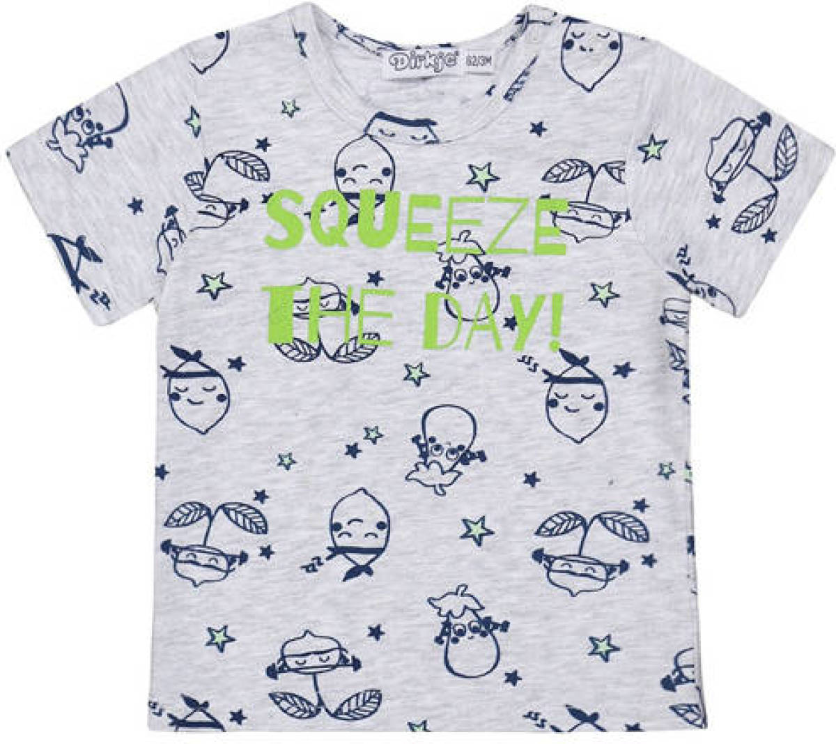 Dirkje newborn baby T-shirt met all over print lichtgrijs