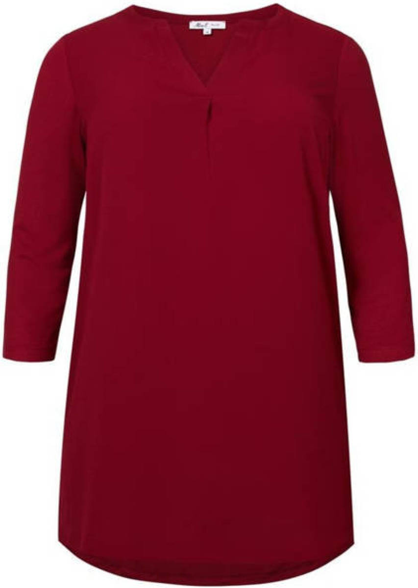 Miss Etam Plus tuniek Sanny met plooien donkerrood