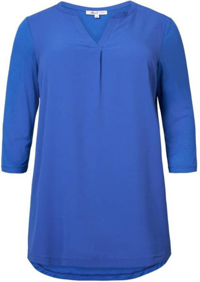 Miss Etam Plus tuniek Sanny met plooien kobaltblauw
