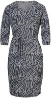 Miss Etam jurk Donna met zebraprint en ceintuur grijs/zwart