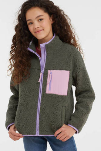 anytime teddy fleece vest khaki