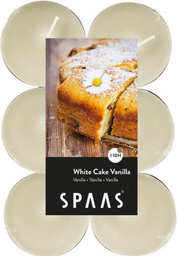 Shoppartners 12x Maxi Theelichten Vanille Geurkaarsen White Cake Vanilla 10 Branduren - Geurkaarsen