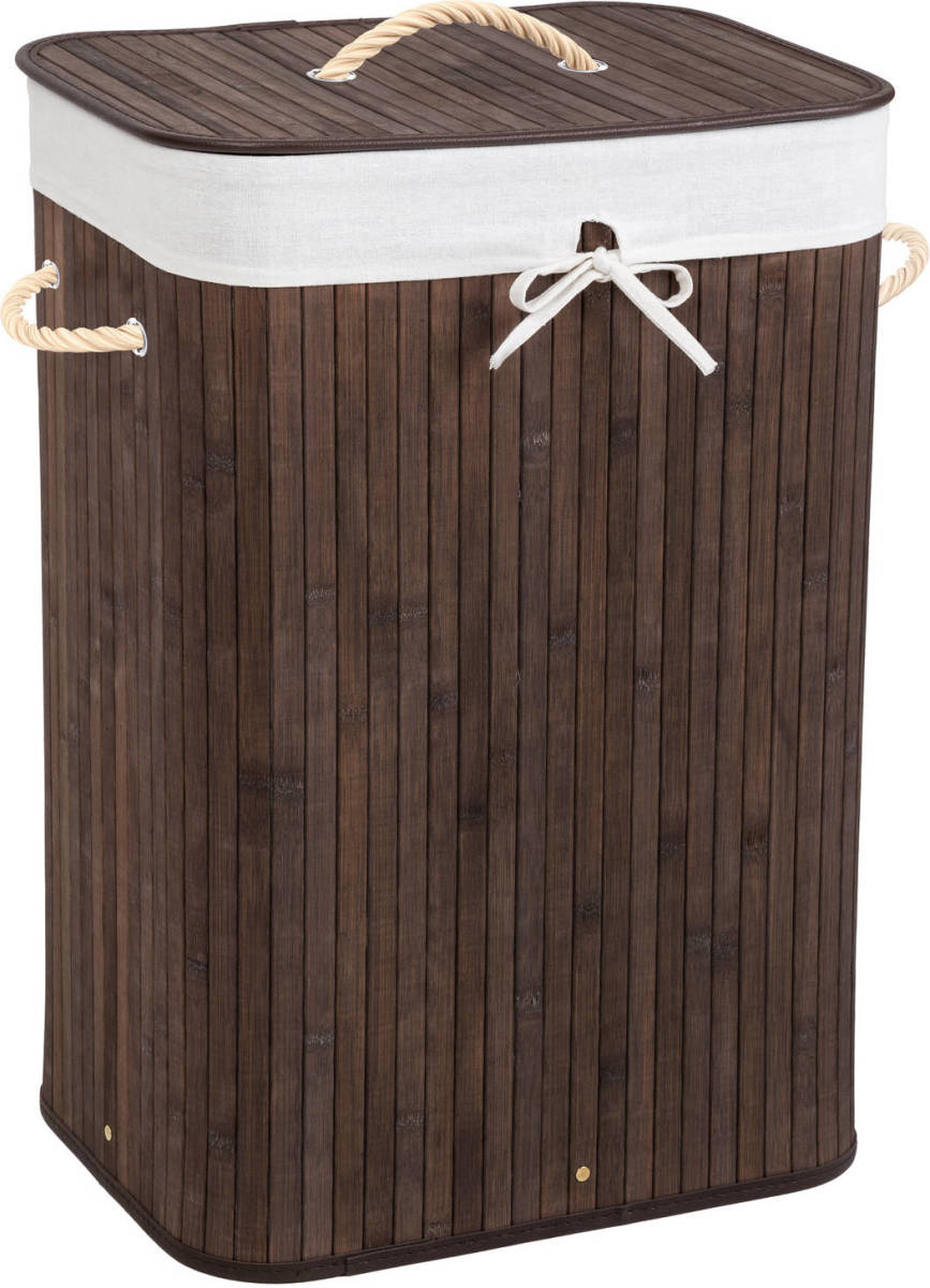 Tectake Bamboe Wasmand Incl. Waszak - 72l - Bruin