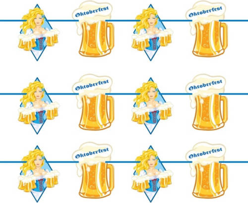 Folat Oktoberfest 3x Oktoberfest/bierfeest Slingers Met Blonde Dame 10 Meter - Feestartikelen Versiering