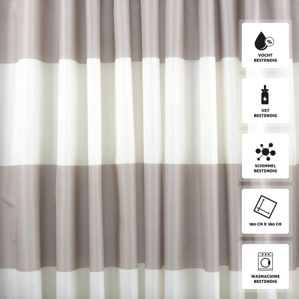 RX Goods Rx Goods® Luxe Douchegordijn - 180x180cm - Incl. 12 Ringen - Waterafstotend - Polyester