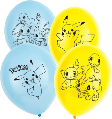 Shoppartners 12x Pokemon Ballonnen Versiering Voor Een Pokemon Themafeestje - Thema Feest Ballon Kinderfeestje/verjaardag