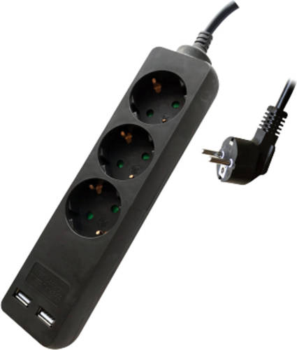 V-tac Vt-1125-5 Stekkerdoos Met 2x Usb - 5 Meter - Zwart