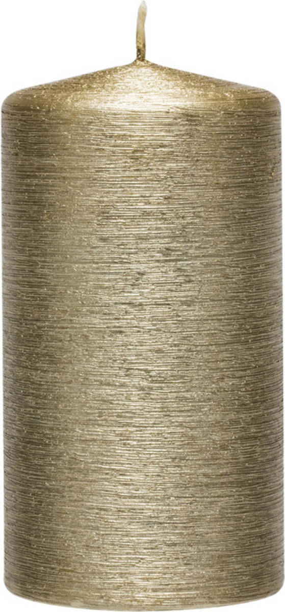 Enlightening Candles 1x Creme Gouden Cilinderkaars/stompkaars 7 X 13 Cm 25 Branduren - Stompkaarsen