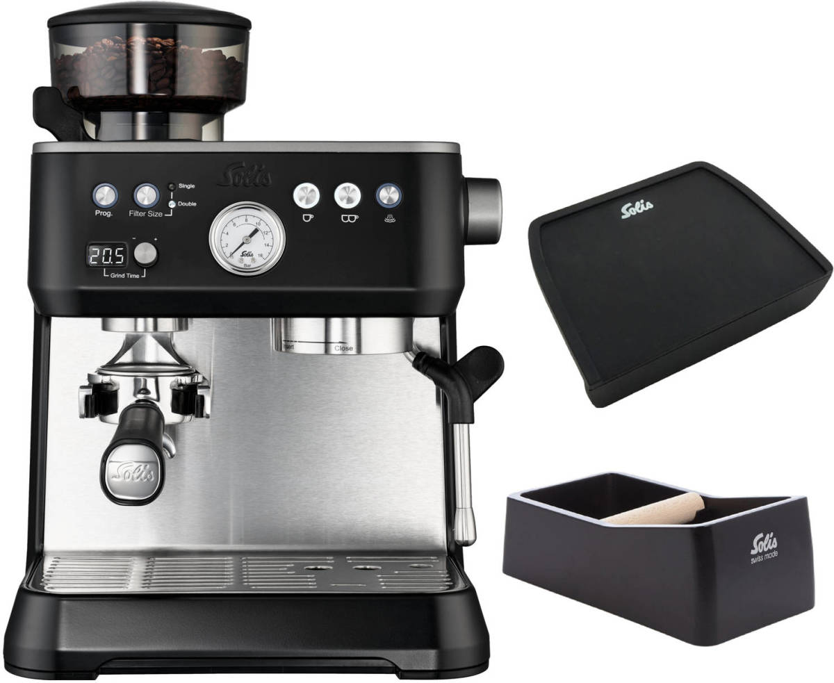 Solis Grind & Infuse Perfetta 1019 + Coffee Knock-box En Tamping Mat