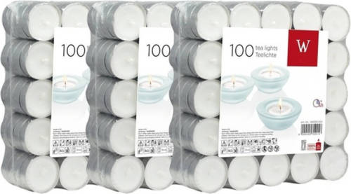 Trend Candles 300x Witte Theelichtjes/waxinelichtjes 4 Branduren - Waxinelichtjes