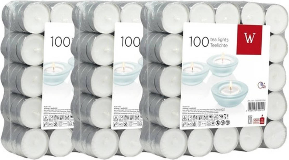 Trend Candles 300x Witte Theelichtjes/waxinelichtjes 4 Branduren - Waxinelichtjes
