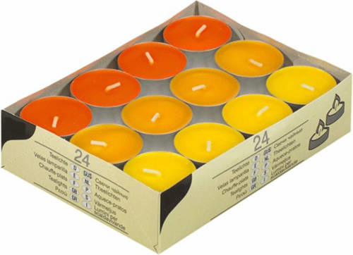 Conpax Candles Theelichten 3 Kleuren Oranje 48 Stuks - Waxinelichtjes