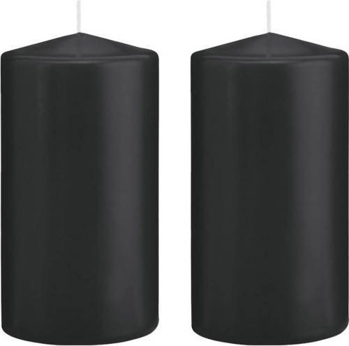 Trend Candles 2x Zwarte Cilinderkaarsen/stompkaarsen 8 X 15 Cm 69 Branduren - Stompkaarsen