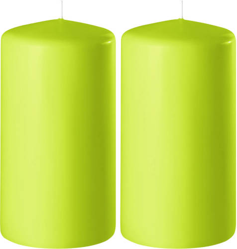 Enlightening Candles 2x Lime Groene Cilinderkaarsen/stompkaarsen 6 X 12 Cm 45 Branduren - Stompkaarsen