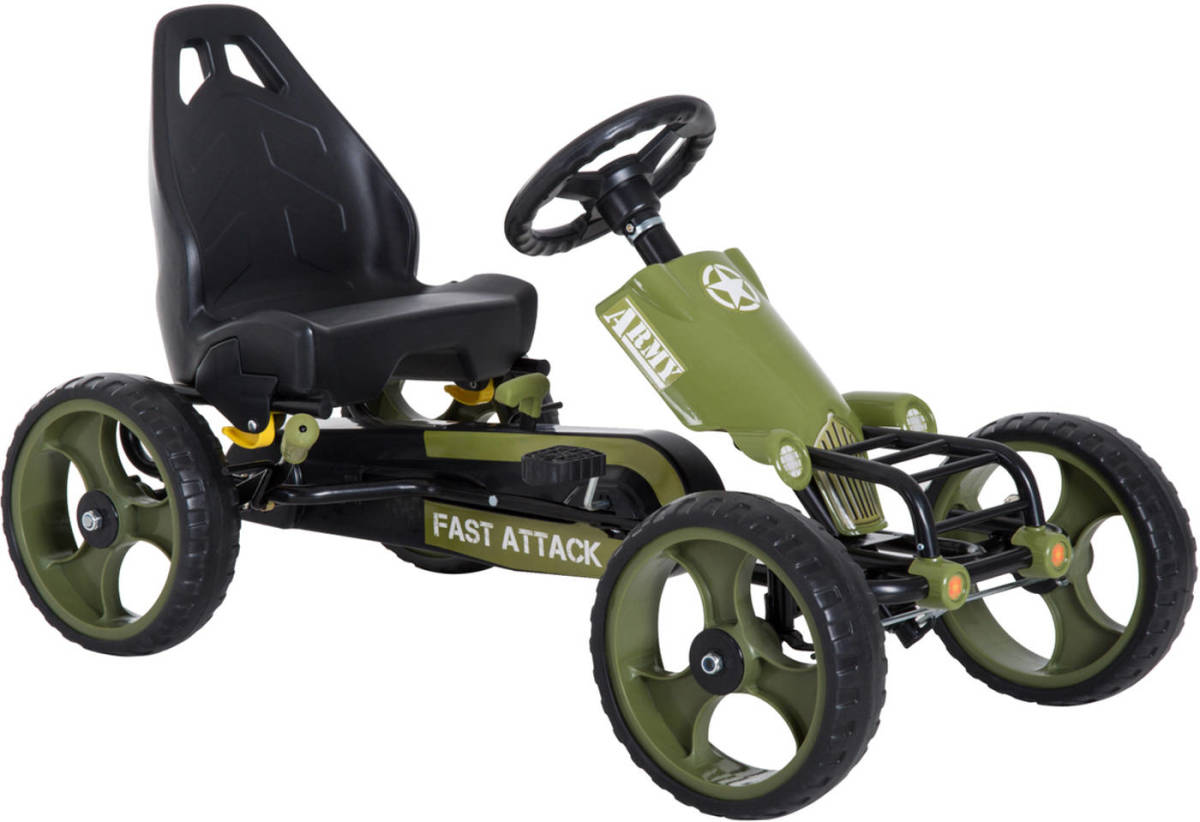 HOMCOM Skelter - Trapauto - Buitenspeelgoed - 3-6 Jaar - Groen - 105 X 54 X 61 Cm