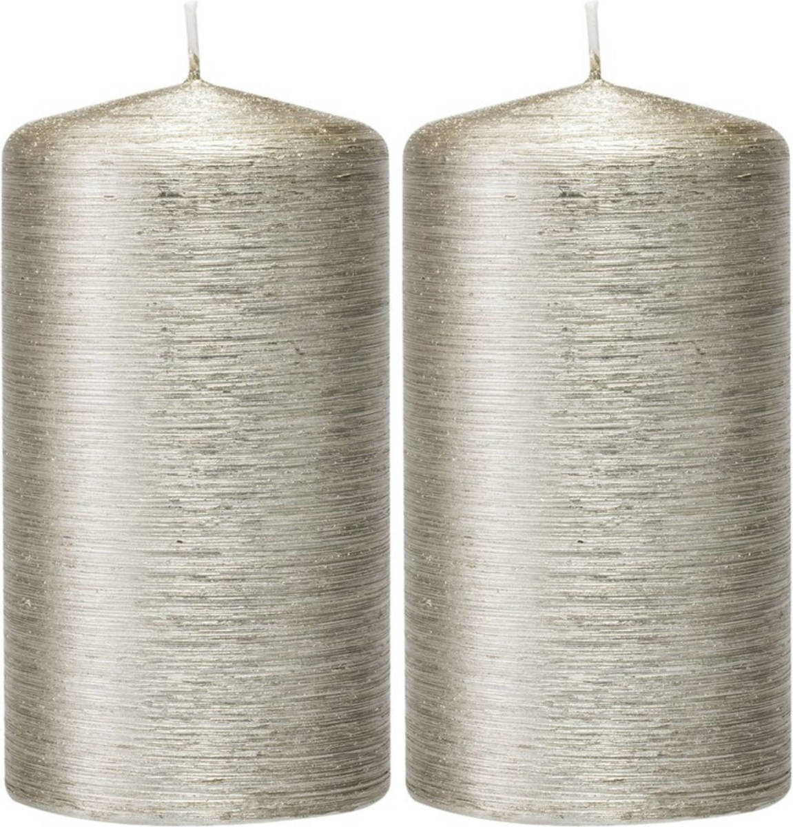 Trend Candles 2x Zilveren Cilinderkaars/stompkaars 7 X 13 Cm 25 Branduren - Stompkaarsen