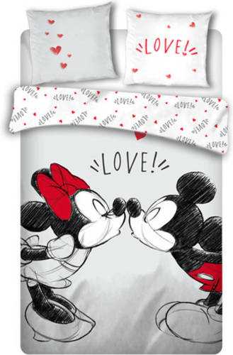 SimbaShop Disney Minnie Mouse Dekbedovertrek Love - Lits Jumeaux - 240 X 220 Cm - Wit
