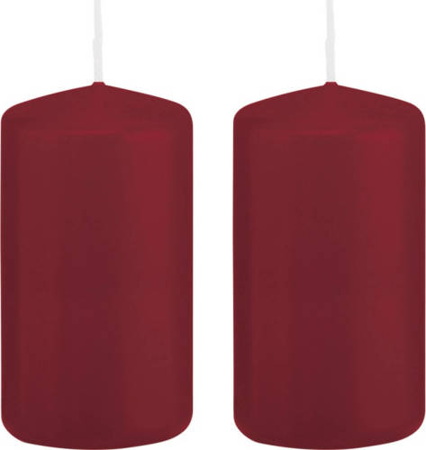 Trend Candles 2x Bordeauxrode Cilinderkaarsen/stompkaarsen 6x12cm 40 Branduren - Stompkaarsen
