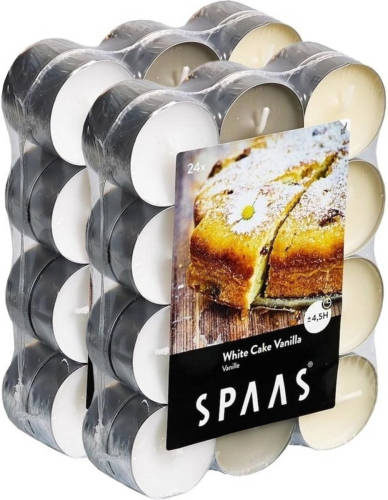 Shoppartners 48x Theelichten Vanille Geurkaarsen White Cake Vanilla 4,5 Branduren - Geurkaarsen