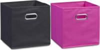 Shoppartners Set Van 4x Stuks Opbergmanden/kastmanden 32 X 32 Cm Zwart En Roze - Opbergmanden