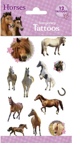 Pakhuis Funny Products Kindertattoos Horses Junior Papier 12 Stuks