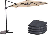 Lesliliving Zweefparasol Libra Ecru Ø300 Cm - Inclusief 4 Parasoltegels