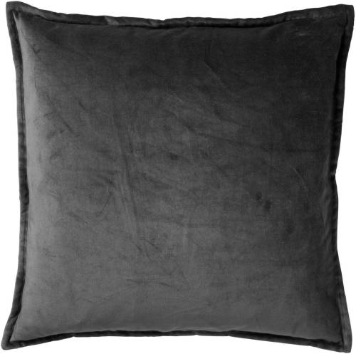 Dutch Decor - Caith - Sierkussen Katoen Velvet 50x50 Cm Charcoal Gray - Antraciet