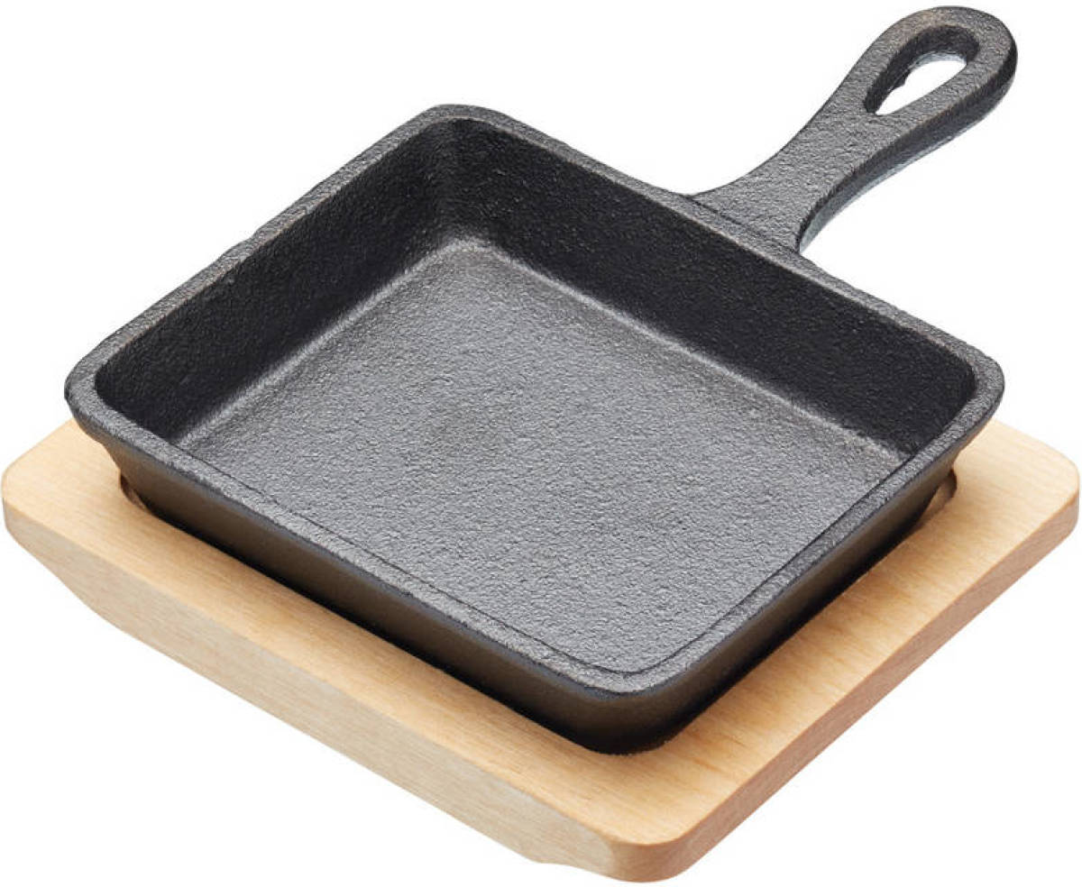 Enjoy2Cook Artesà Koekenpan Met Serveerplank Mini 12,5 X 18 Cm Staal Zwart