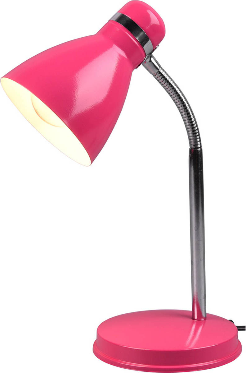 BES LED Led Bureaulamp - Tafelverlichting - Trion Himaya - E27 Fitting - Rond - Mat Roze - Aluminium