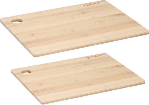 Alpina Set Van 2x Stuks Snijplanken Naturel Rand 23 En 28 Cm Van Bamboe Hout - Snijplanken