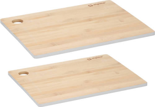 Alpina Set Van 2x Stuks Snijplanken Grijze Rand 23 En 28 Cm Van Bamboe Hout - Snijplanken