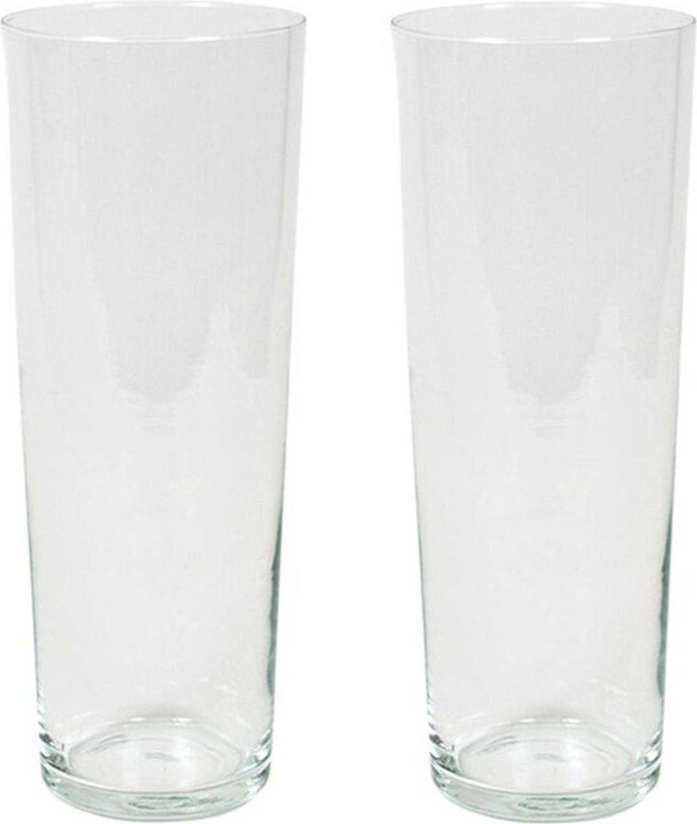 Gerim Set Van 2x Stuks Bloemenvaas/vazen Van Transparant Glas 40 X 15 Cm - Vazen