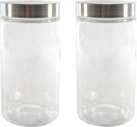 Trendoz Set Van 2x Stuks Voorraadpotten/bewaarpotten 1700 Ml Glas Met Rvs Deksel - Voorraadpot