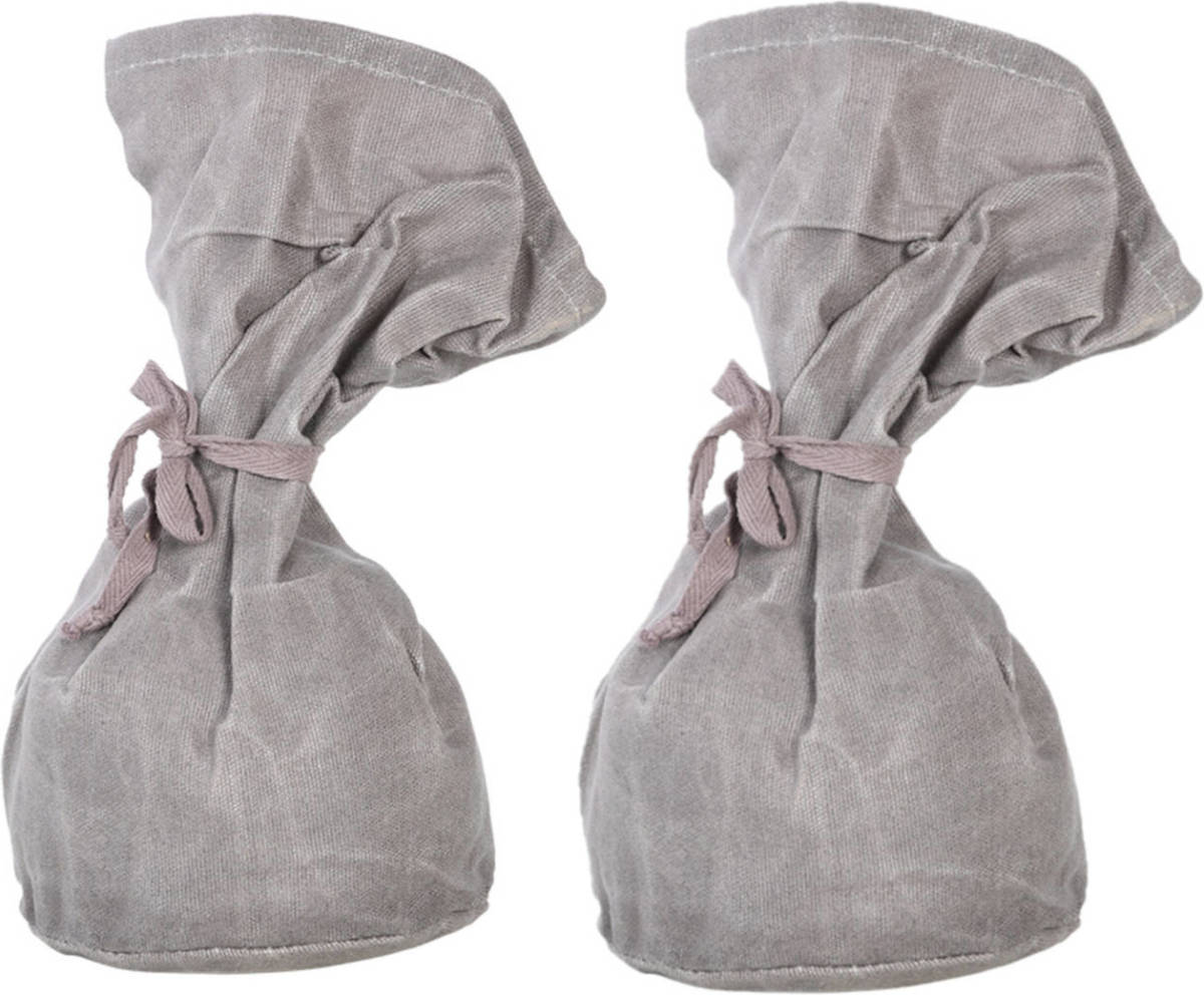 Best for Boots 2x Stuks Deurstoppers Canvas Grijs 26 Cm - Deurstop/deurvastzetter
