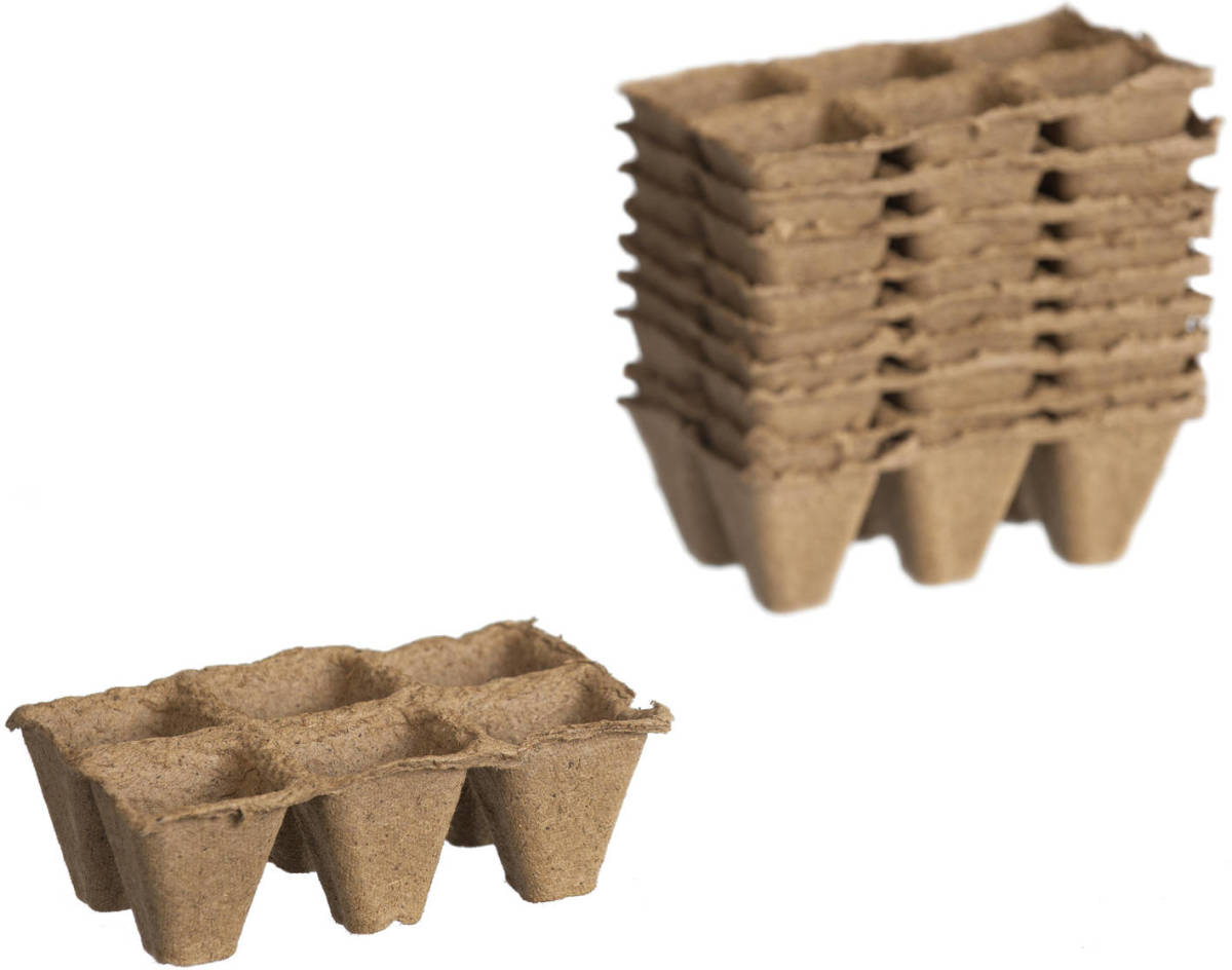 Shoppartners 20x Stuks Houtvezel Kweekpotjes/stekpotjes Trays Met 6 Vakjes 5 X 5 Cm - Stekpotjes
