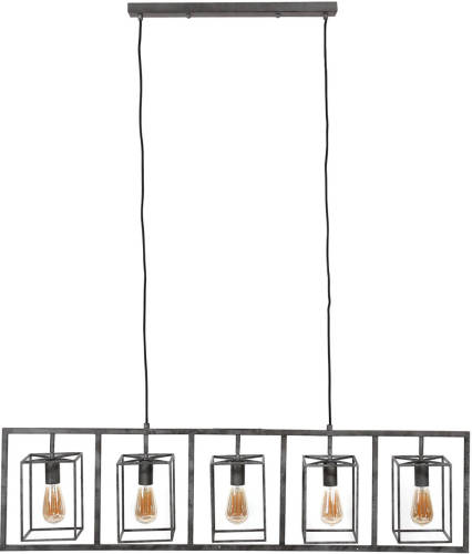 Hoyz - Hanglamp Cubic Tower - 5 Lampen - Grijs/zwart - 130x15x150