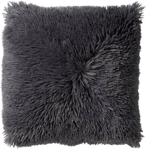 Dutch Decor - Fluffy - Sierkussen Unikleur Charcoal Gray 60x60 Cm - Grijs