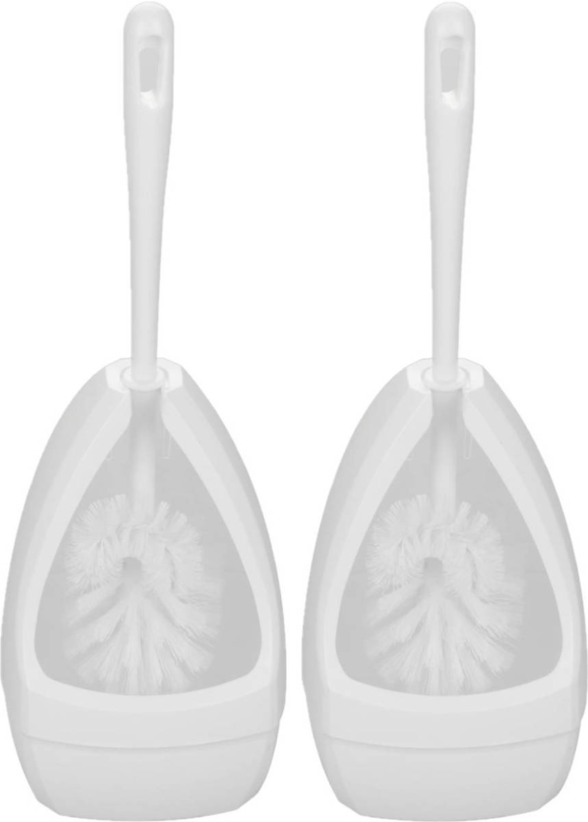 Shoppartners 2x Stuks Wc-borstels/toiletborstels Met Randreiniger Inclusief Houders Wit 39.5 Cm Van Kunststof - Toiletborstels