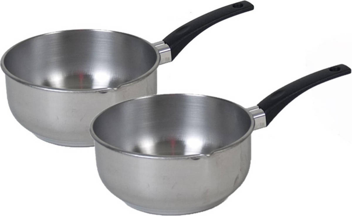 Gerim 2x Stuks Rvs Steelpannen/sauspannen Van 14 Cm - Steelpannen