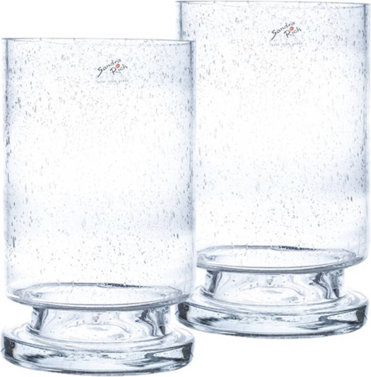 Sandra Rich 2x Stuks Glazen Vazen Conisch Transparant 15 X 25 Cm - Vazen