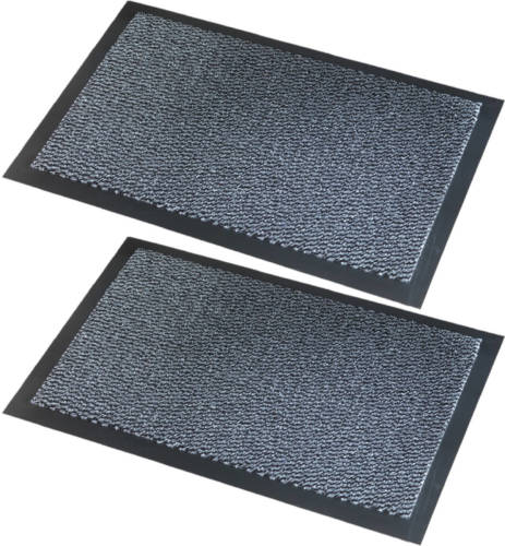Wicotex 2x Stuks Deurmatten/schoonloopmatten Faro Zwart Grijs 60 X 80 Cm - Deurmatten