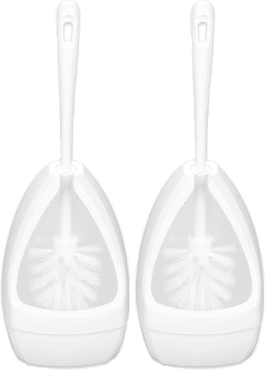 Shoppartners 2x Stuks Wc-borstels/toiletborstels Met Houders Wit 39.5 Cm Van Kunststof - Toiletborstels