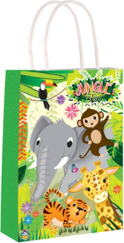 Decopatent ® 24 Stuks Jungle Traktatie Uitdeel Papieren Zakjes Met