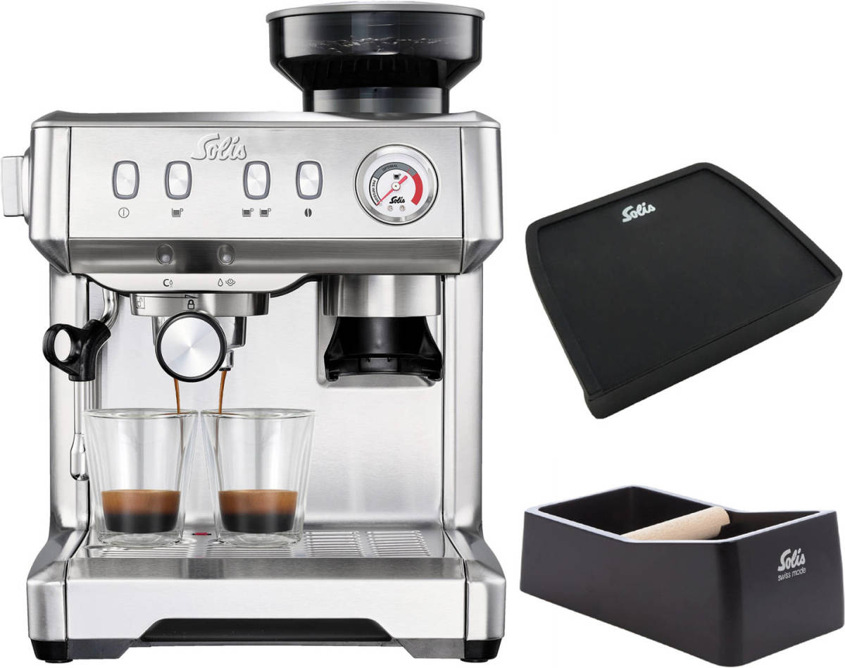 Solis Grind & Infuse Compact 1018, Coffee Knock-box En Tamping Mat