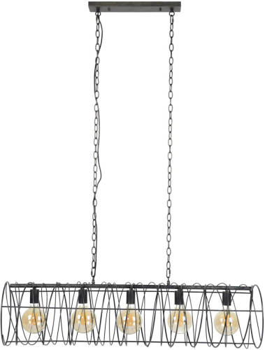 Hoyz - Hanglamp Met 5 Lampen - Spiraal Diameter Ø28 - Grijs - 120cm - Verstelbaar - Industrieel