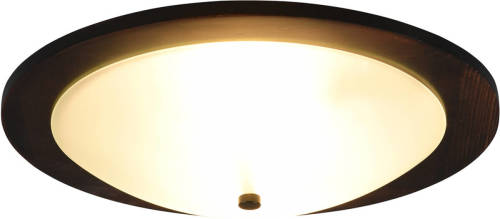 BES LED Led Plafondlamp - Plafondverlichting - Trion Palan - E27 Fitting - 2-lichts - Rond - Mat Donkerbruin - Hout