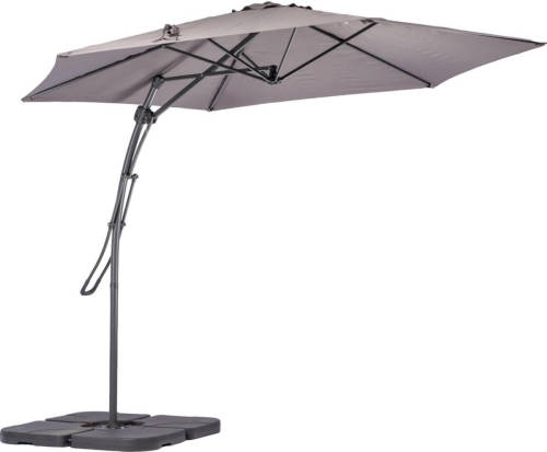 MaxxGarden Zweefparasol - Push-up - Ø300cm - Grijs - Inc. Parasolhoes