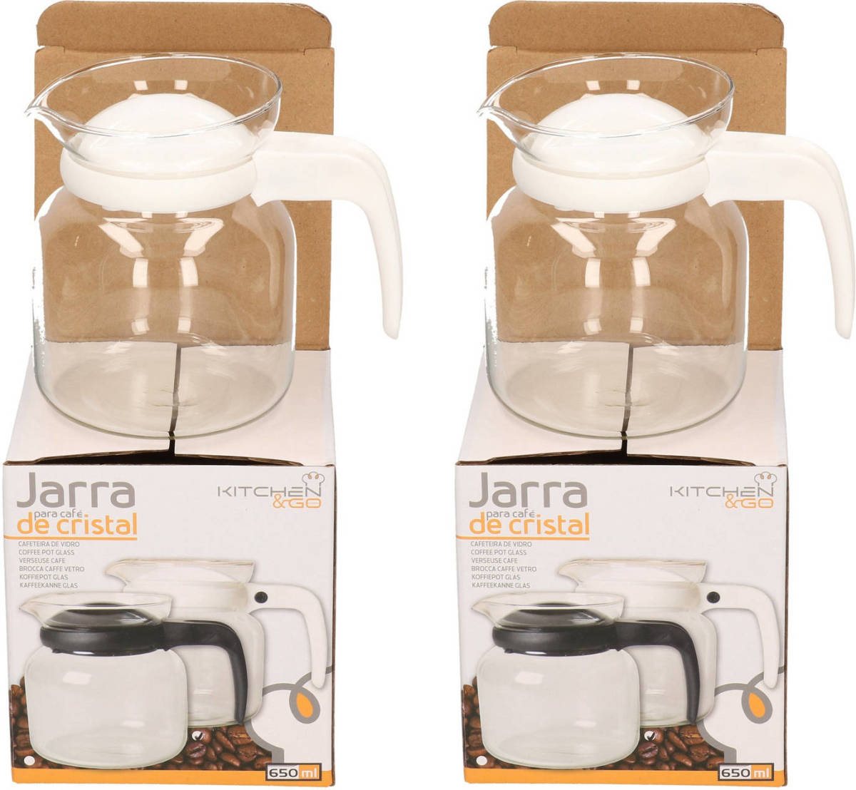 Gerim 2x Stuks Theepot/koffiepot Met Witte Deksel En Handvat 0,65 Liter - Theepotten
