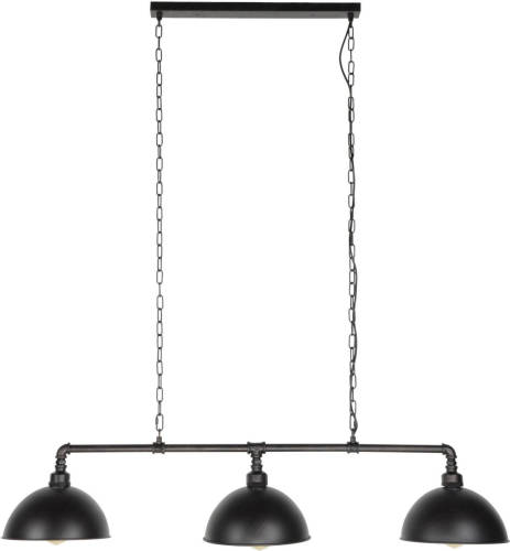 Hoyz - Hanglamp Industrial Tube - 3 Lampen - Halfronde Kap - Grijs/zwart